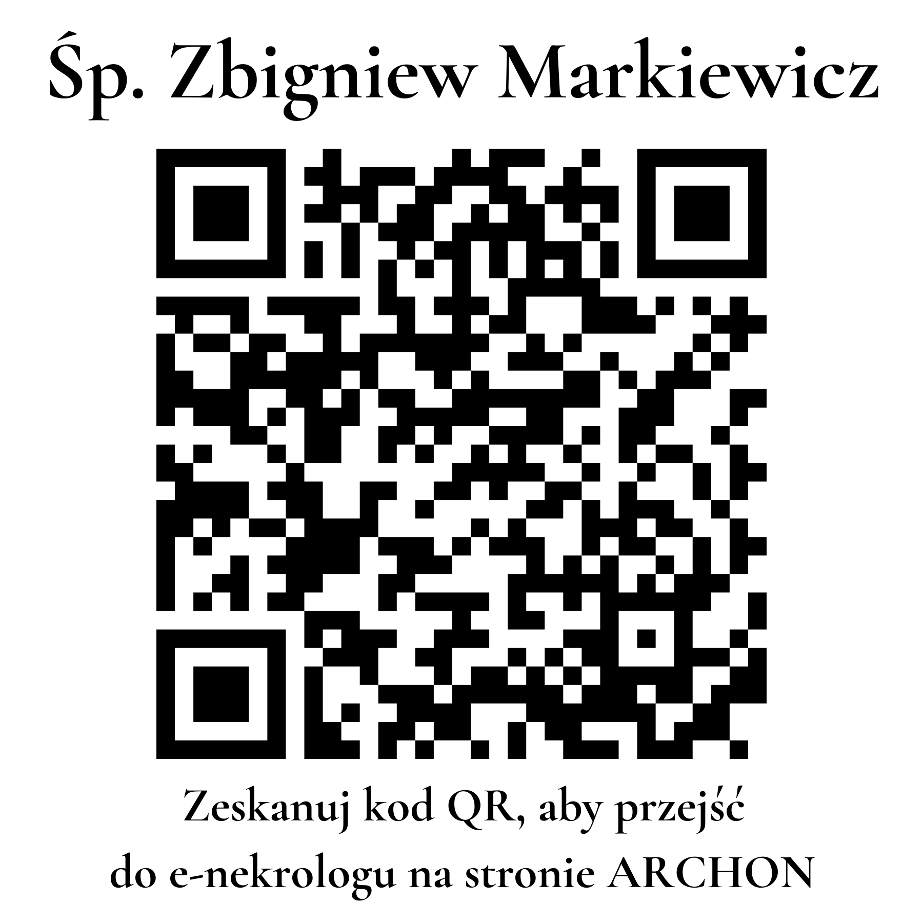 Kod QR do nekrologu Zbigniew Markiewicz Kod QR do nekrologu Zbigniew Markiewicz