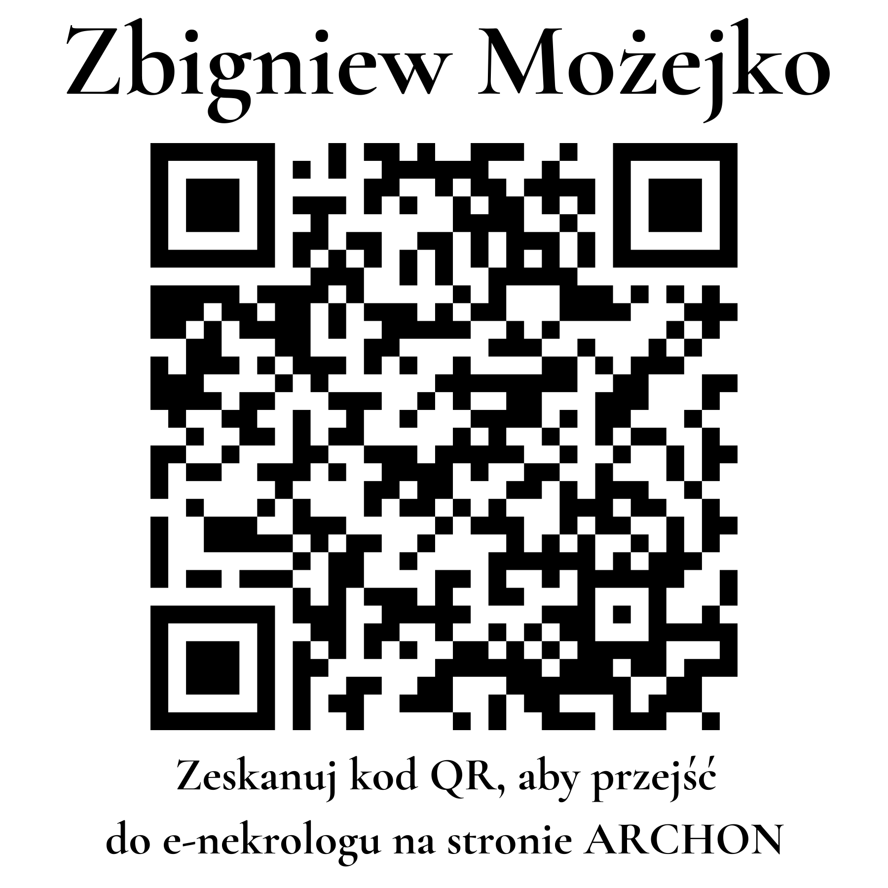 Kod QR do nekrologu Zbigniew Możejko