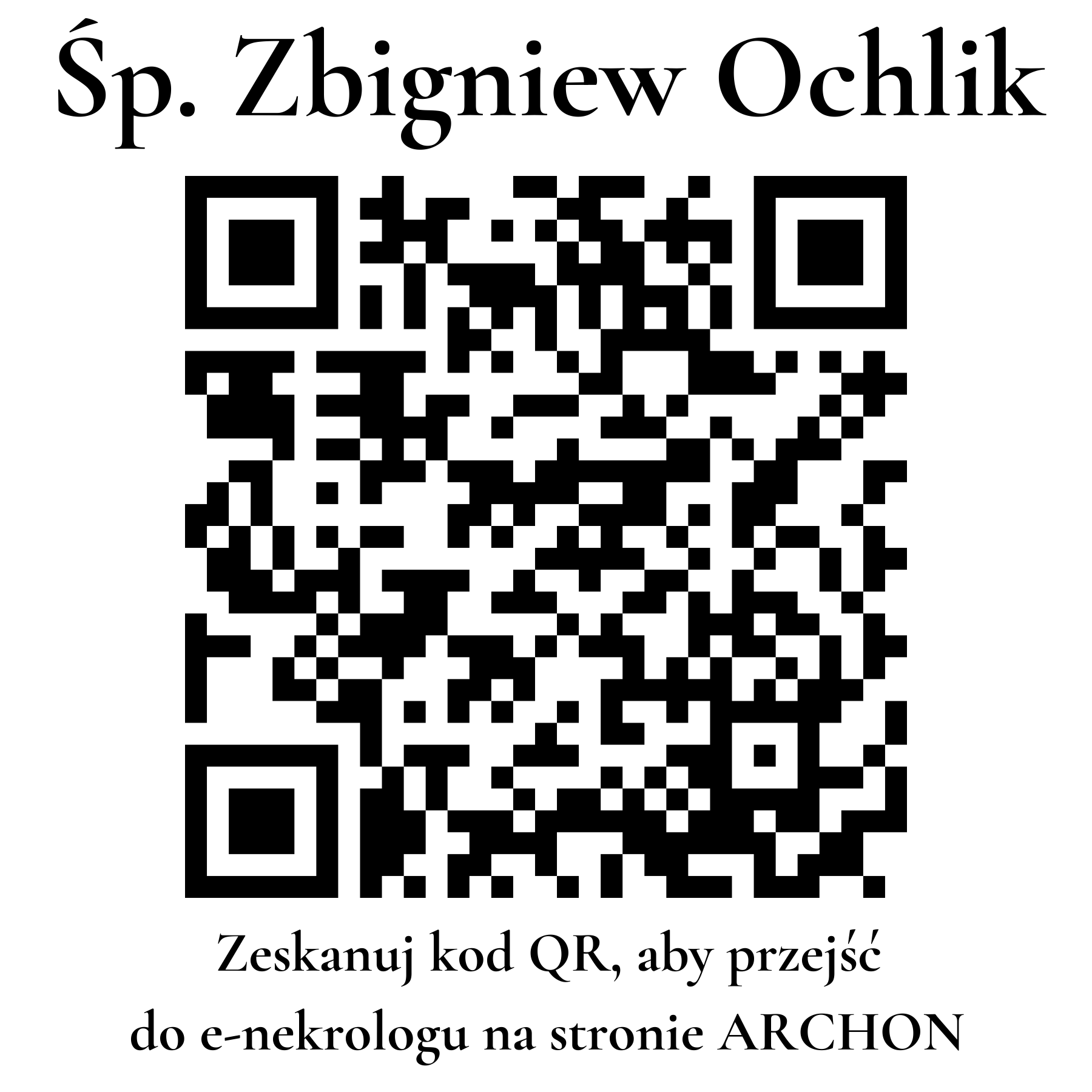 Kod QR do nekrologu Zbigniew Ochlik Kod QR do nekrologu Zbigniew Ochlik