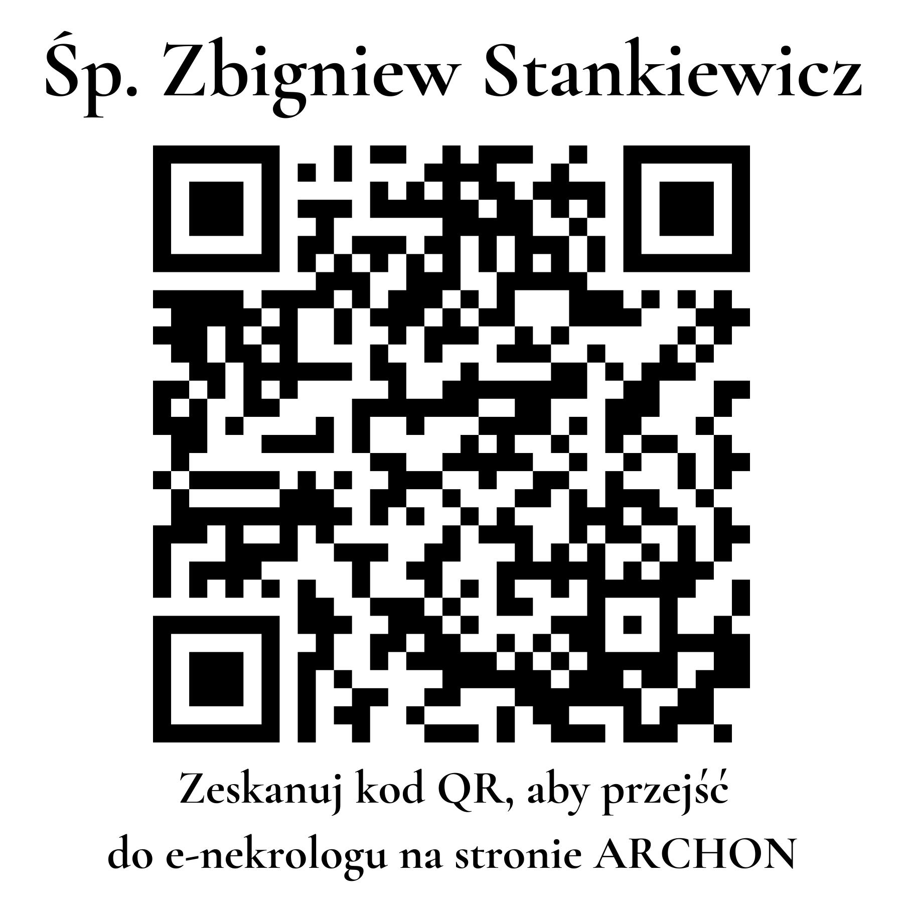 Kod QR do nekrologu Zbigniew Stankiewicz Kod QR do nekrologu Zbigniew Stankiewicz