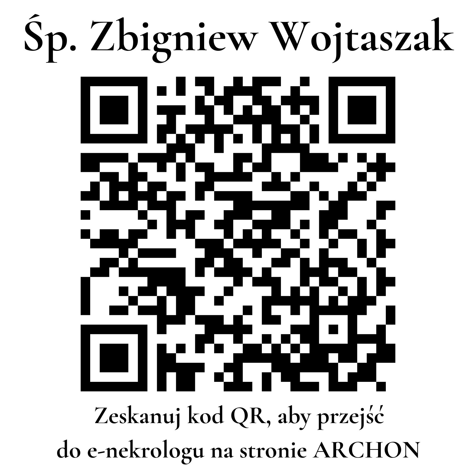 Kod QR do nekrologu Zbigniew Wojtaszak Kod QR do nekrologu Zbigniew Wojtaszak