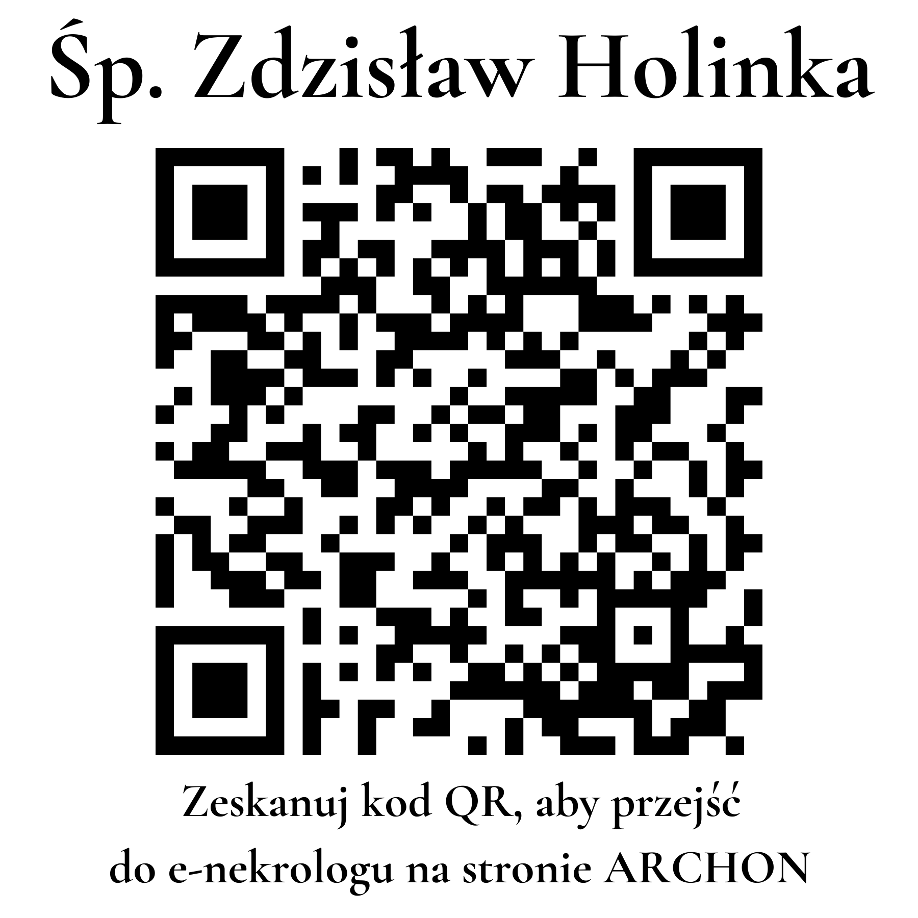 Kod QR do nekrologu Zdzisław Holinka Kod QR do nekrologu Zdzisław Holinka