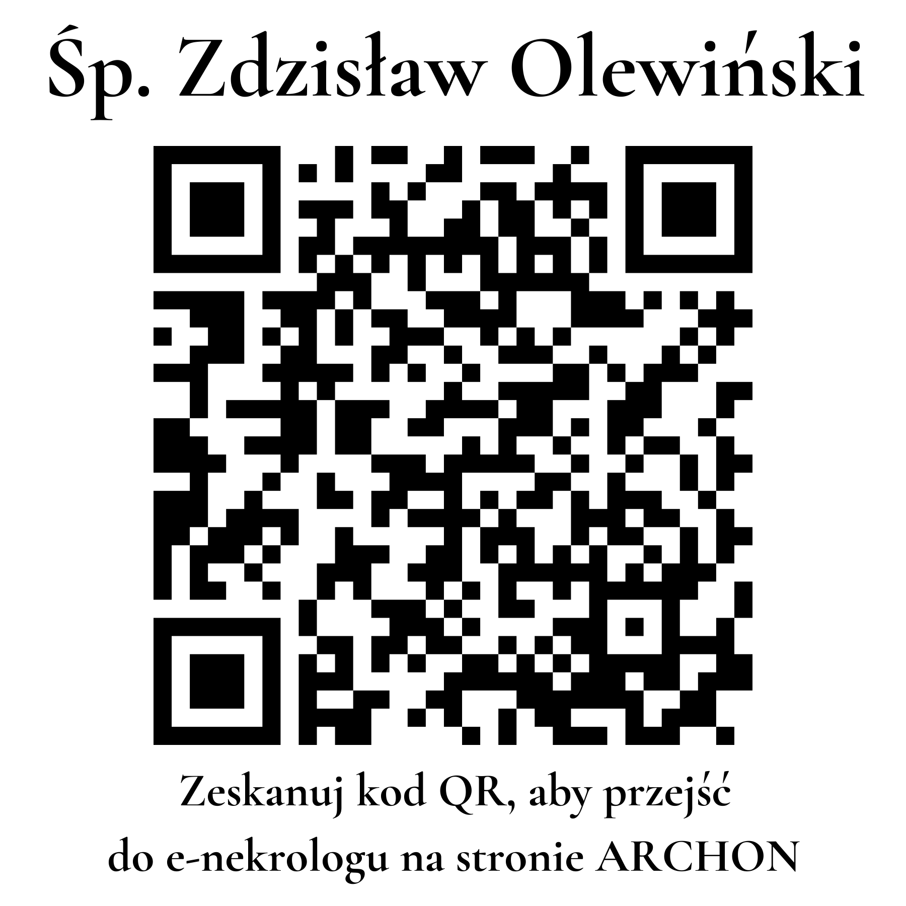 Kod QR do nekrologu Zdzisław Olewiński
