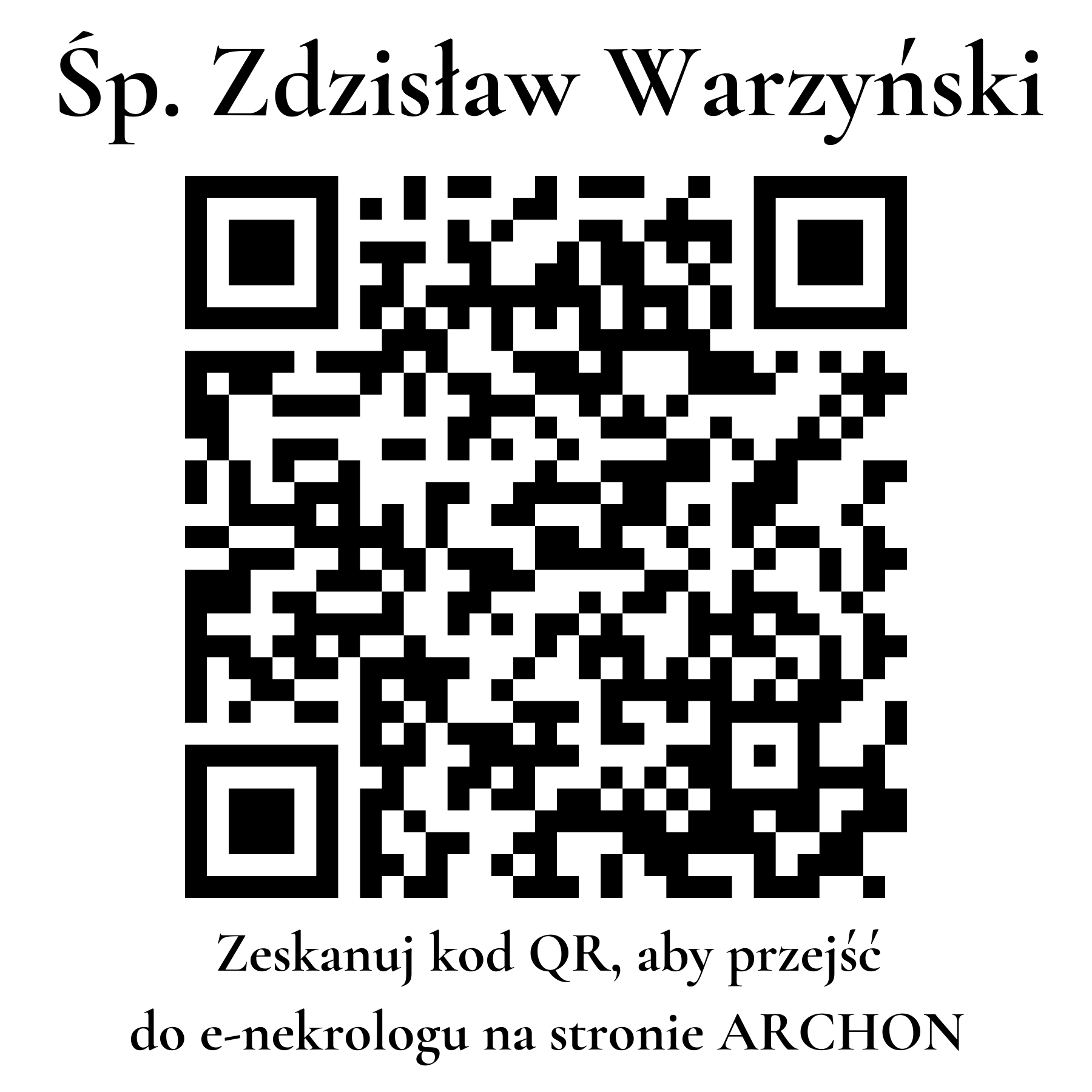 Kod QR do nekrologu Zdzisław Warzyński