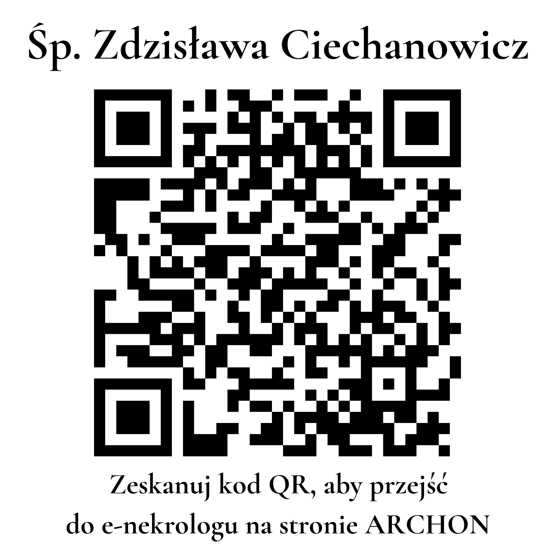 Kod QR do nekrologu Zdzisława Ciechanowicz