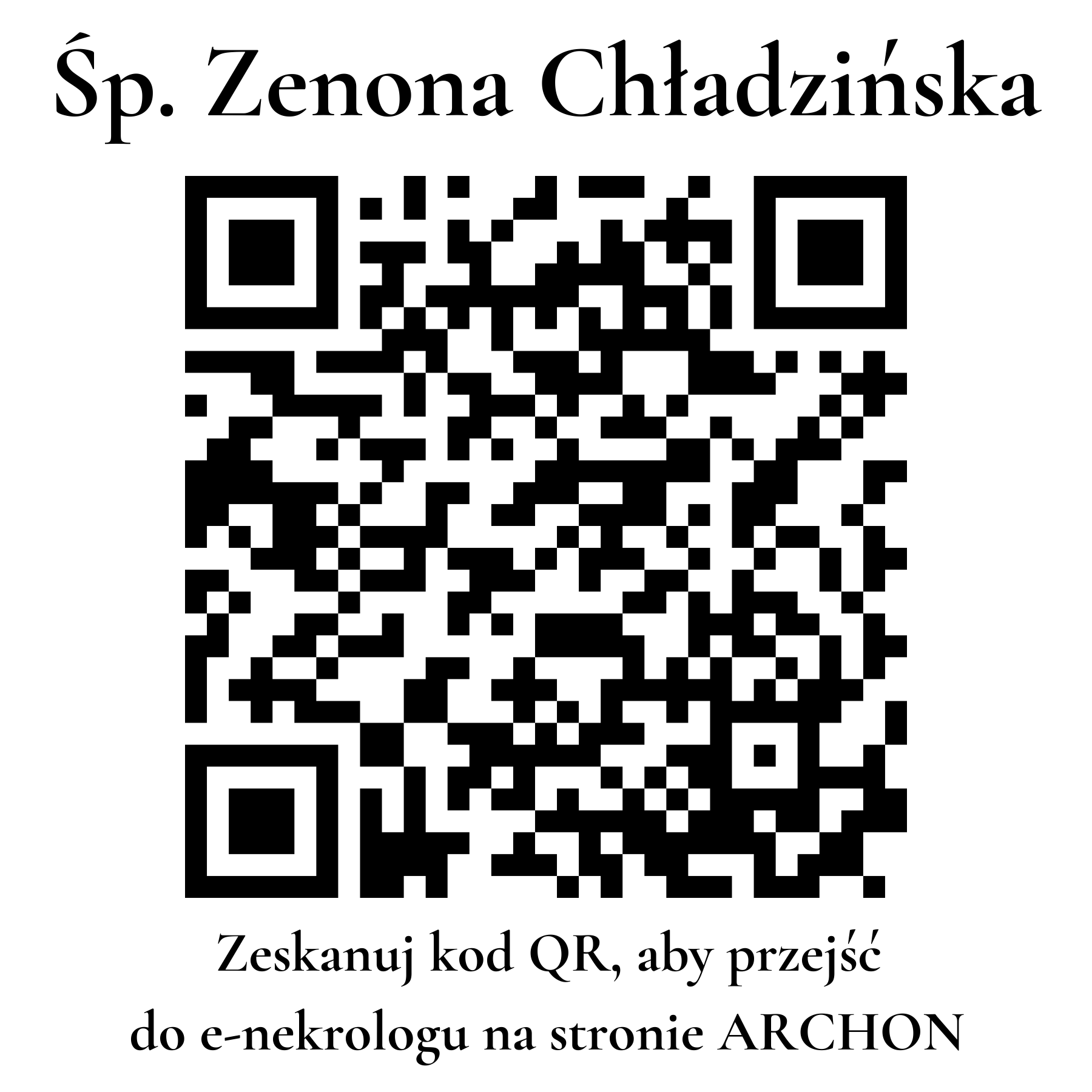 Kod QR do nekrologu Zenona Chładzińska