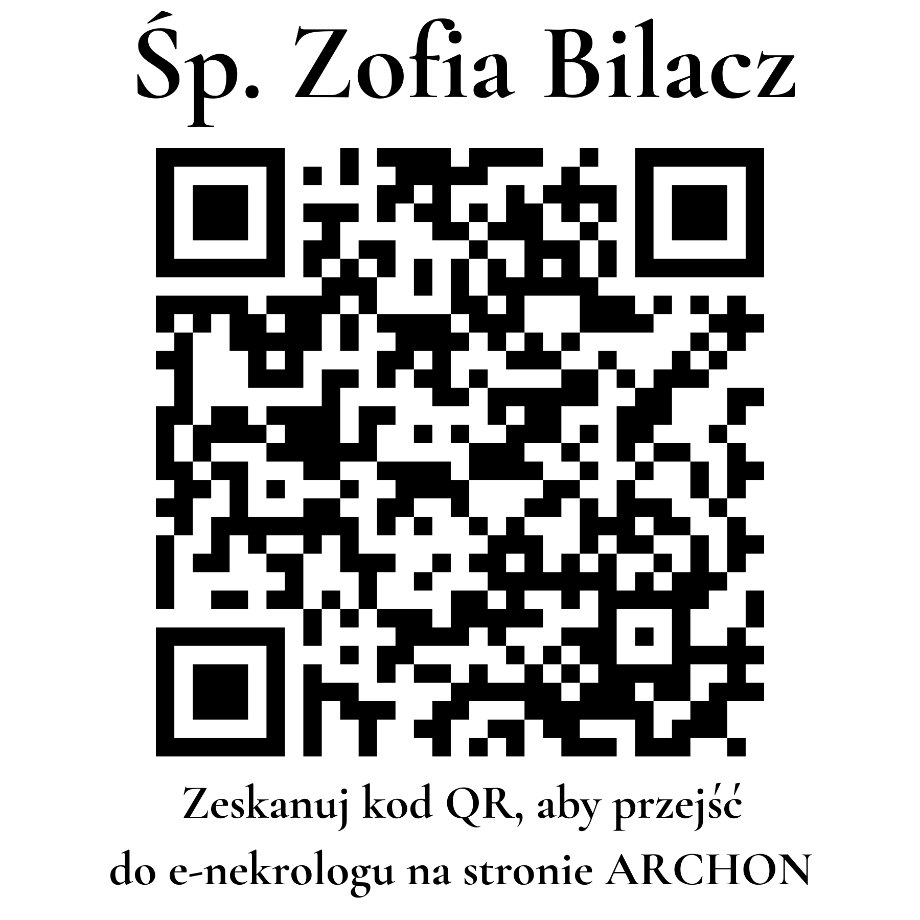Kod QR do nekrologu Zofia Bilacz Kod QR do nekrologu Zofia Bilacz