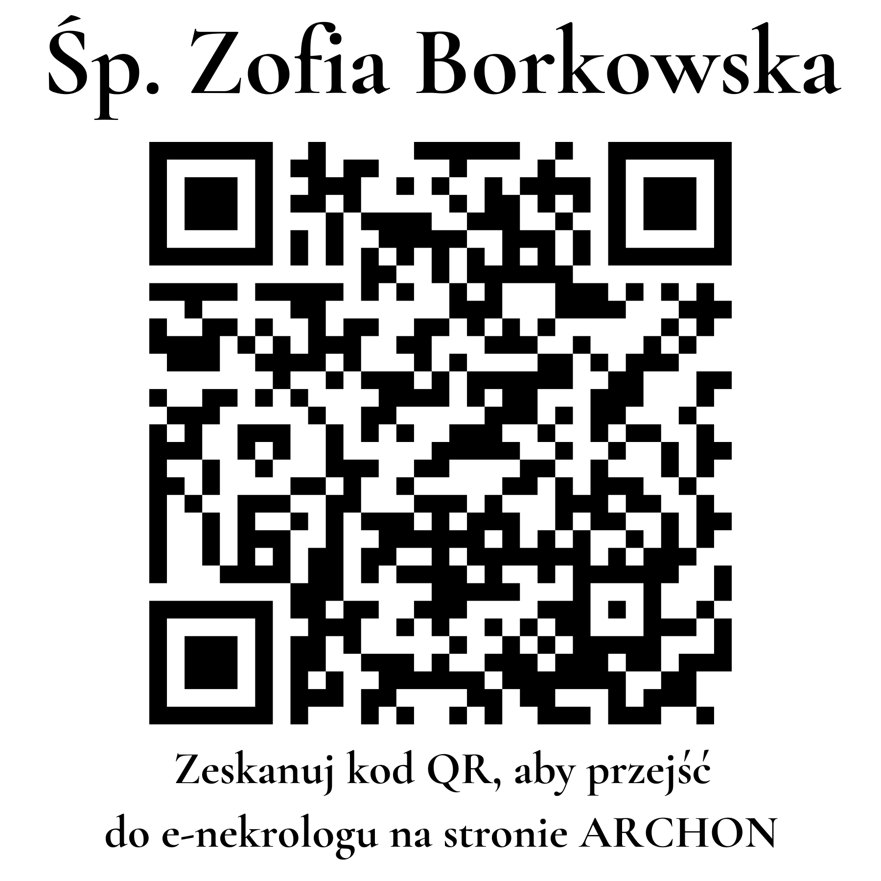 Kod QR do nekrologu Zofia Borkowska