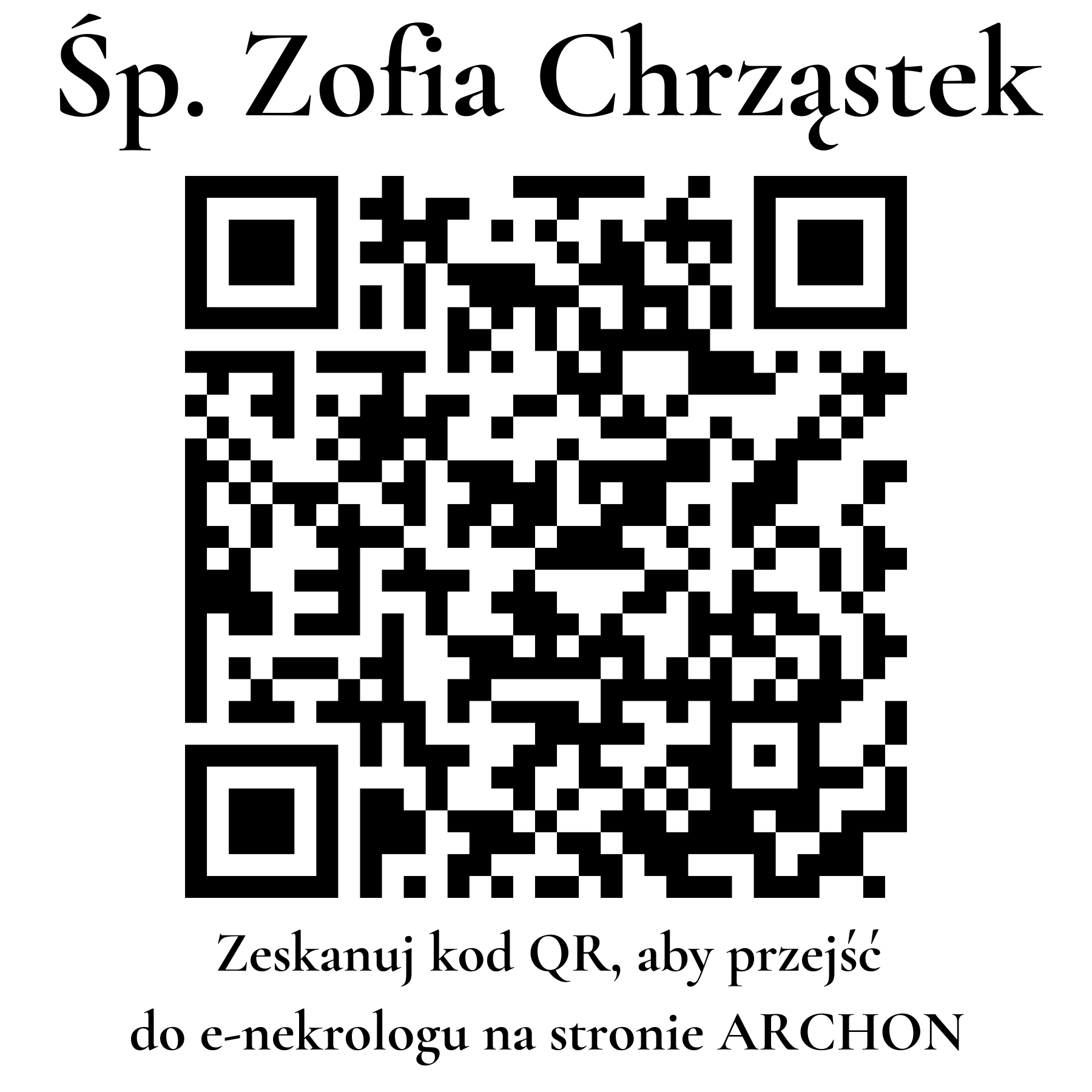 Kod QR do nekrologu Zofia Chrząstek Kod QR do nekrologu Zofia Chrząstek