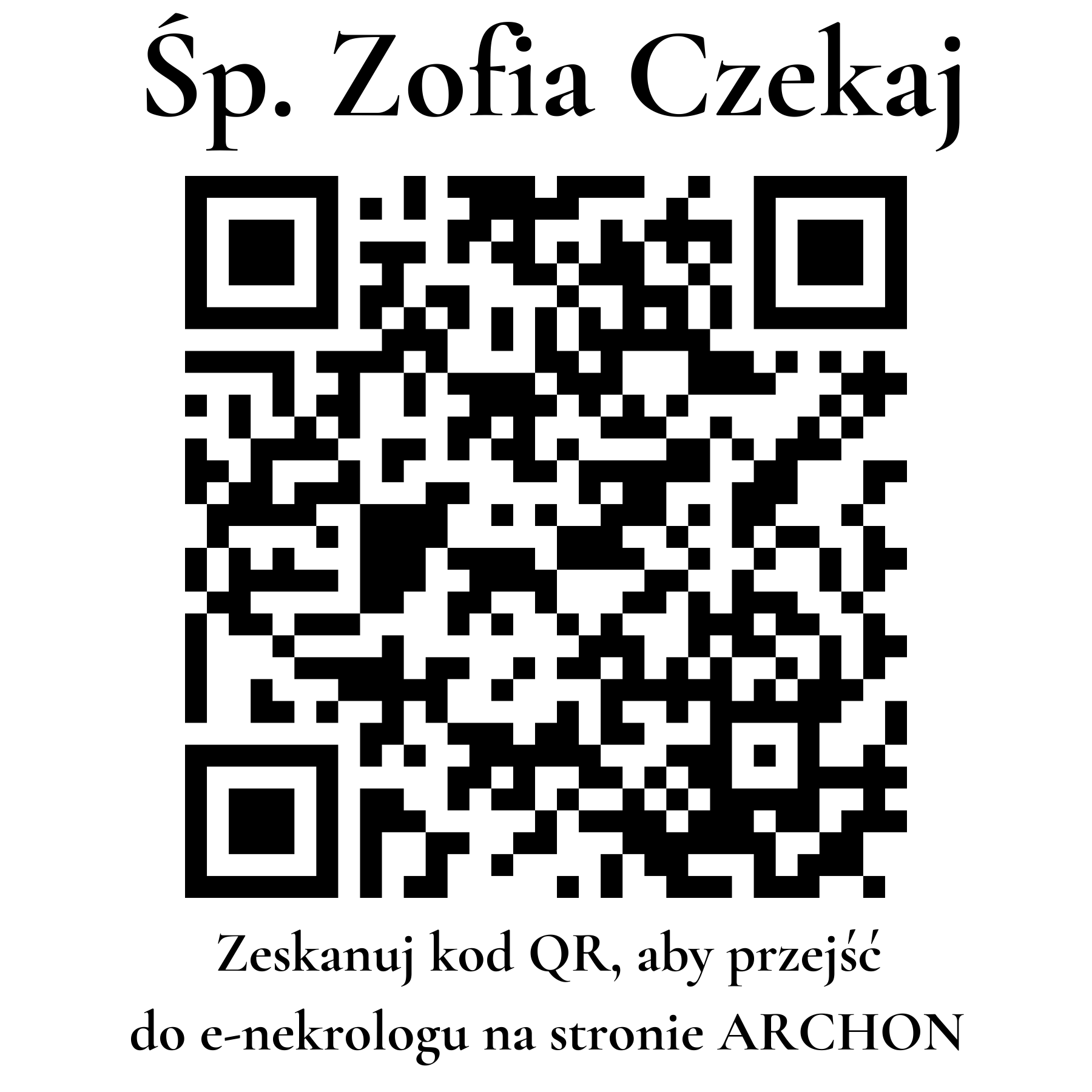 Kod QR do nekrologu Zofia Czekaj
