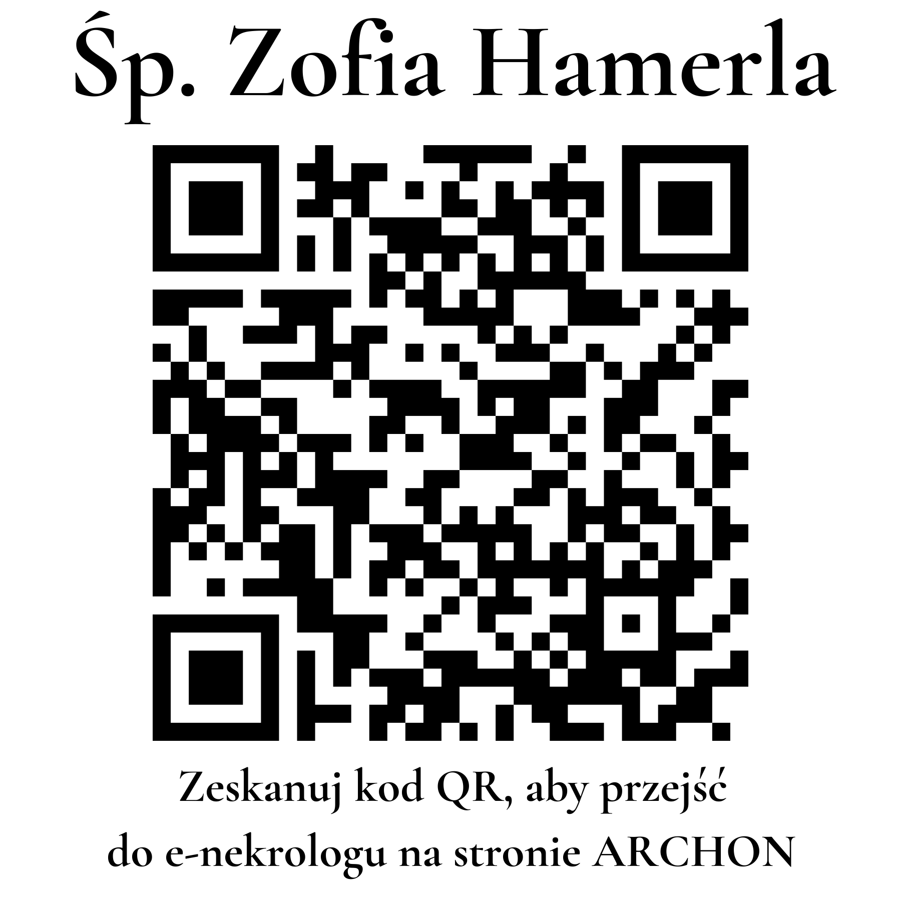 Kod QR do nekrologu Zofia Hamerla Kod QR do nekrologu Zofia Hamerla