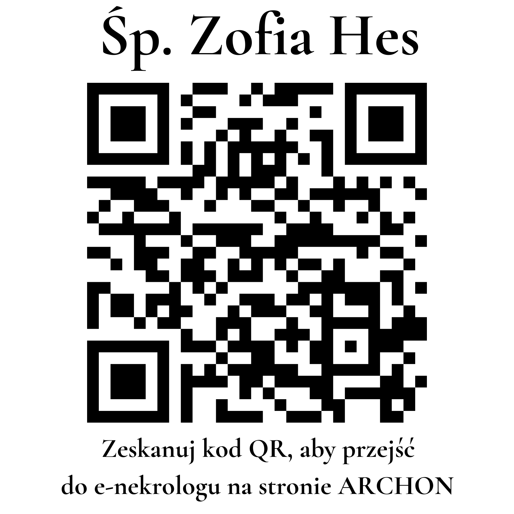 Kod QR do nekrologu Zofia Hes