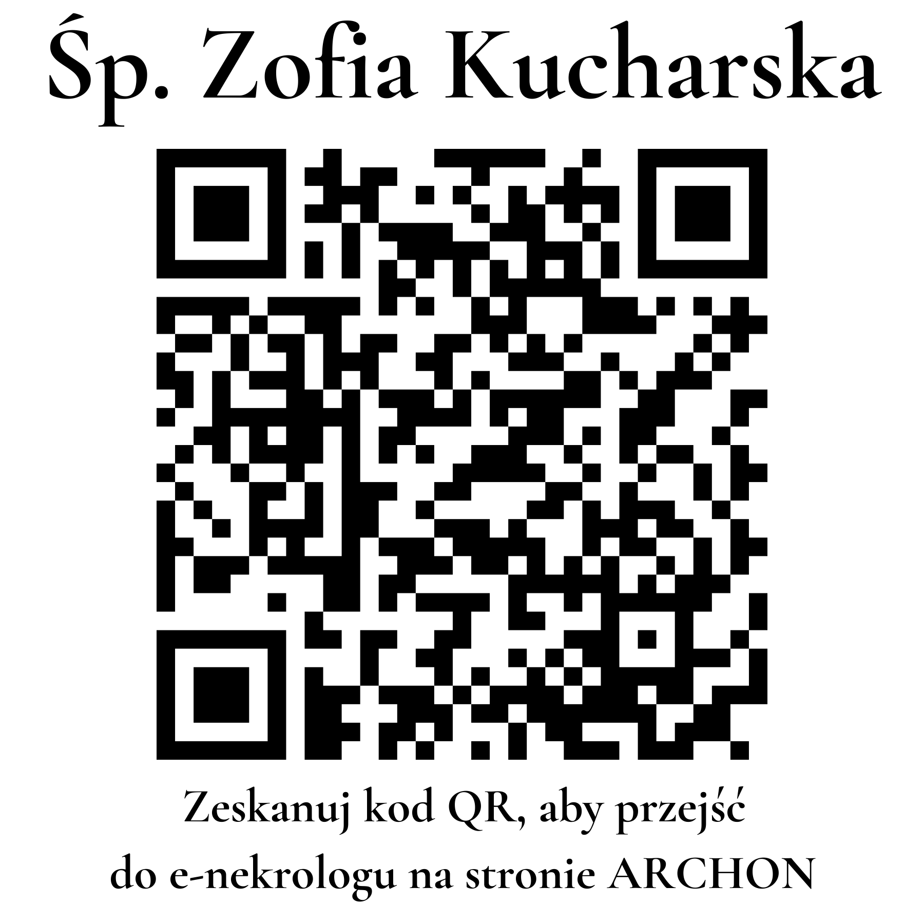 Kod QR do nekrologu Zofia Kucharska
