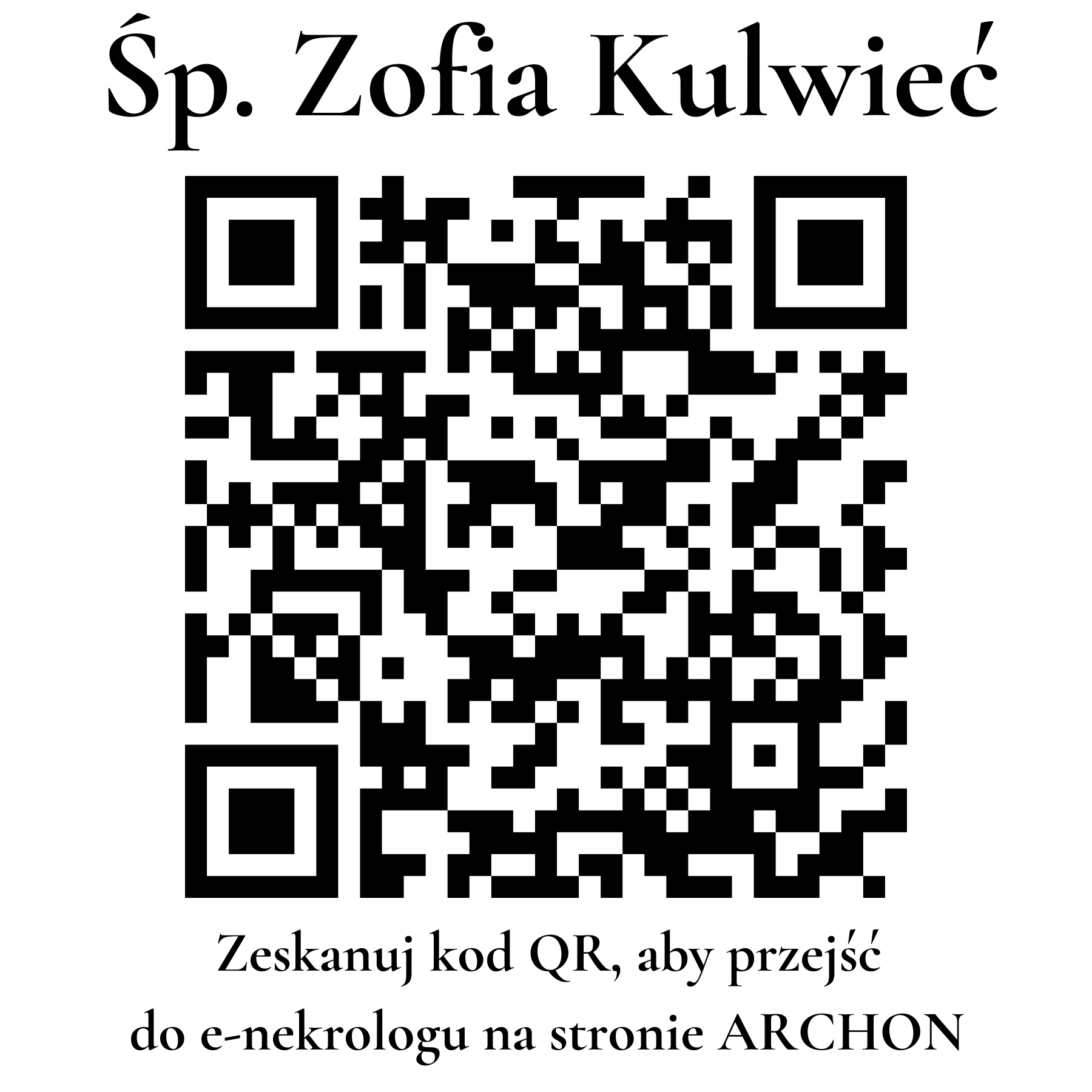 Kod QR do nekrologu Zofia Kulwieć