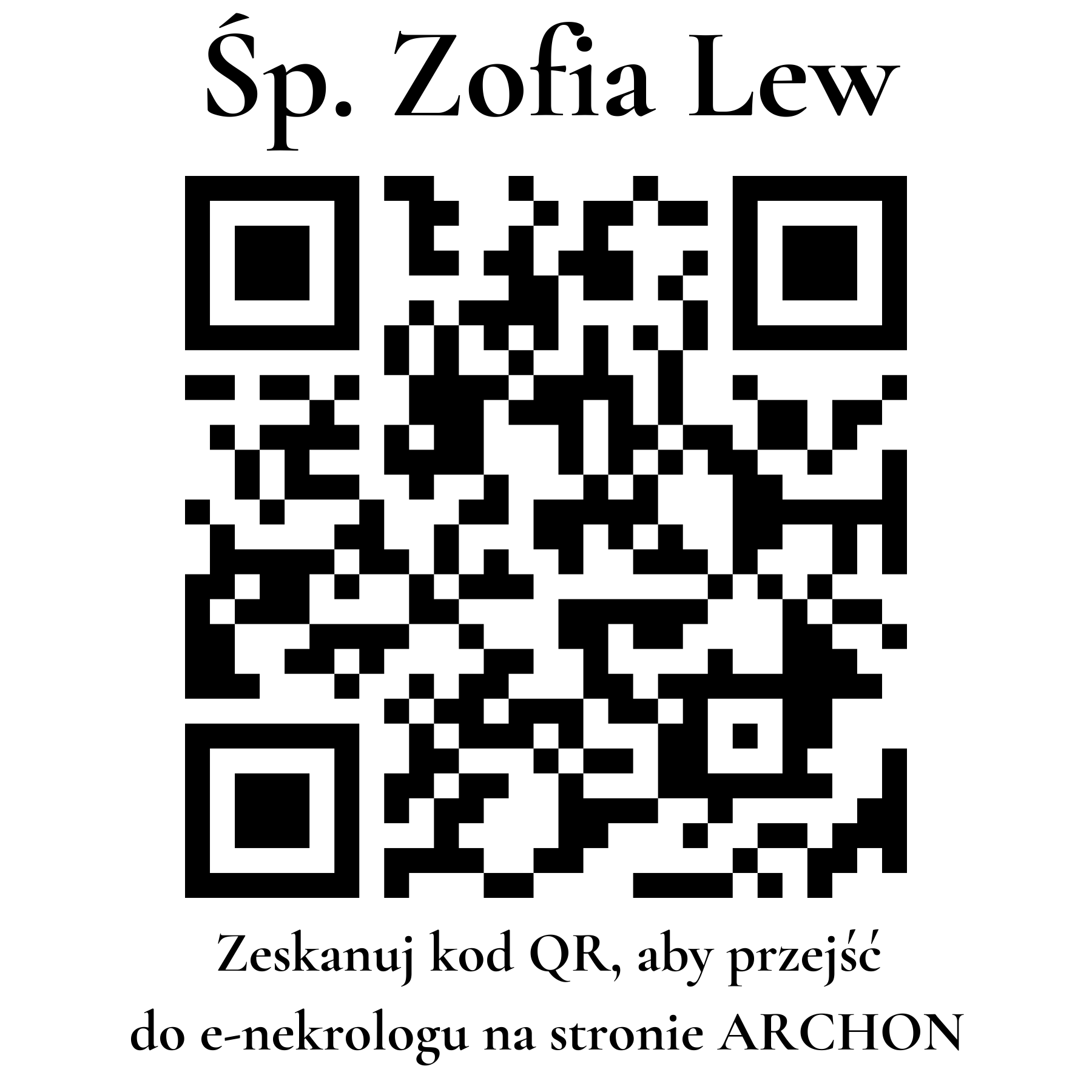 Kod QR do nekrologu Zofia Lew