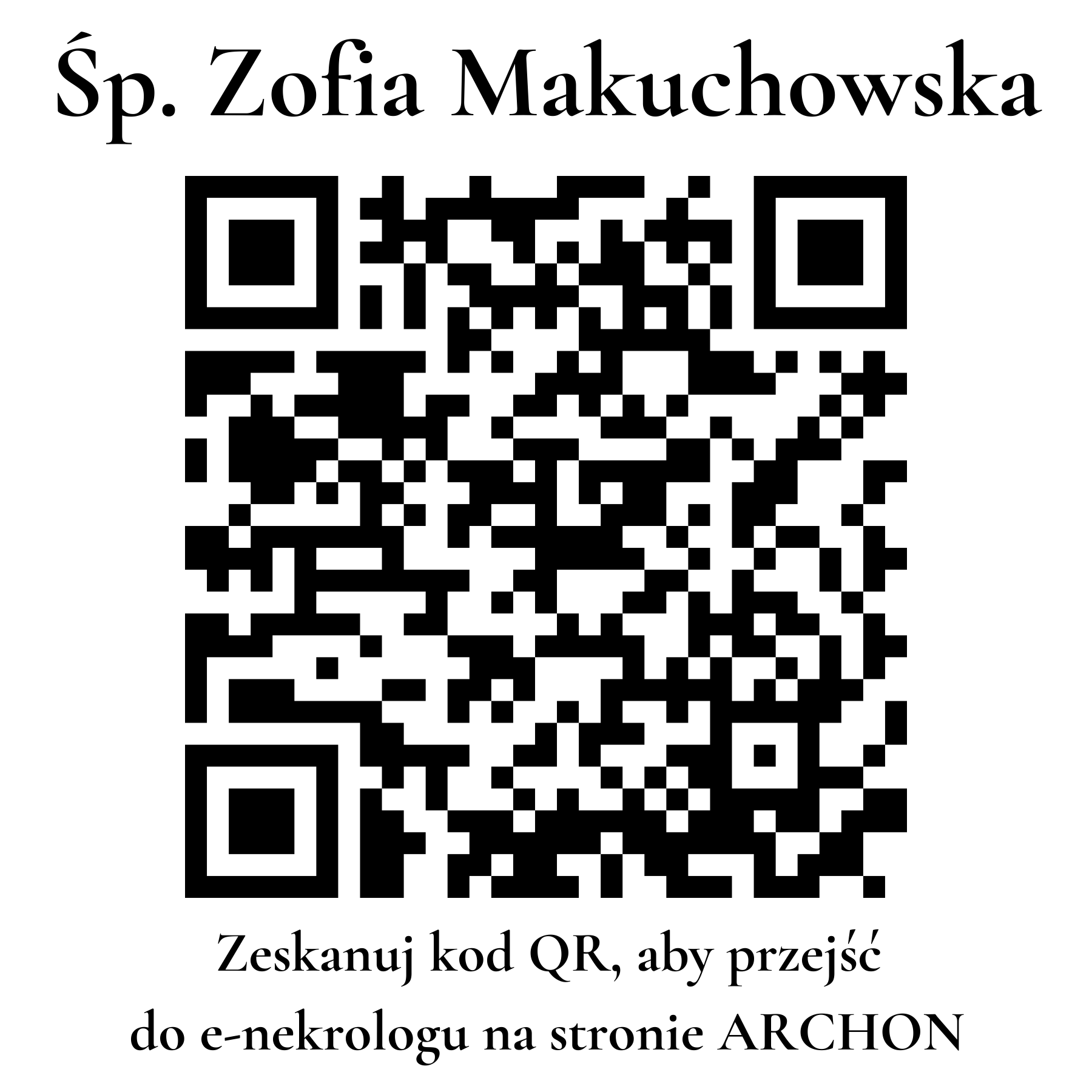 Kod QR do nekrologu Zofia Makuchowska