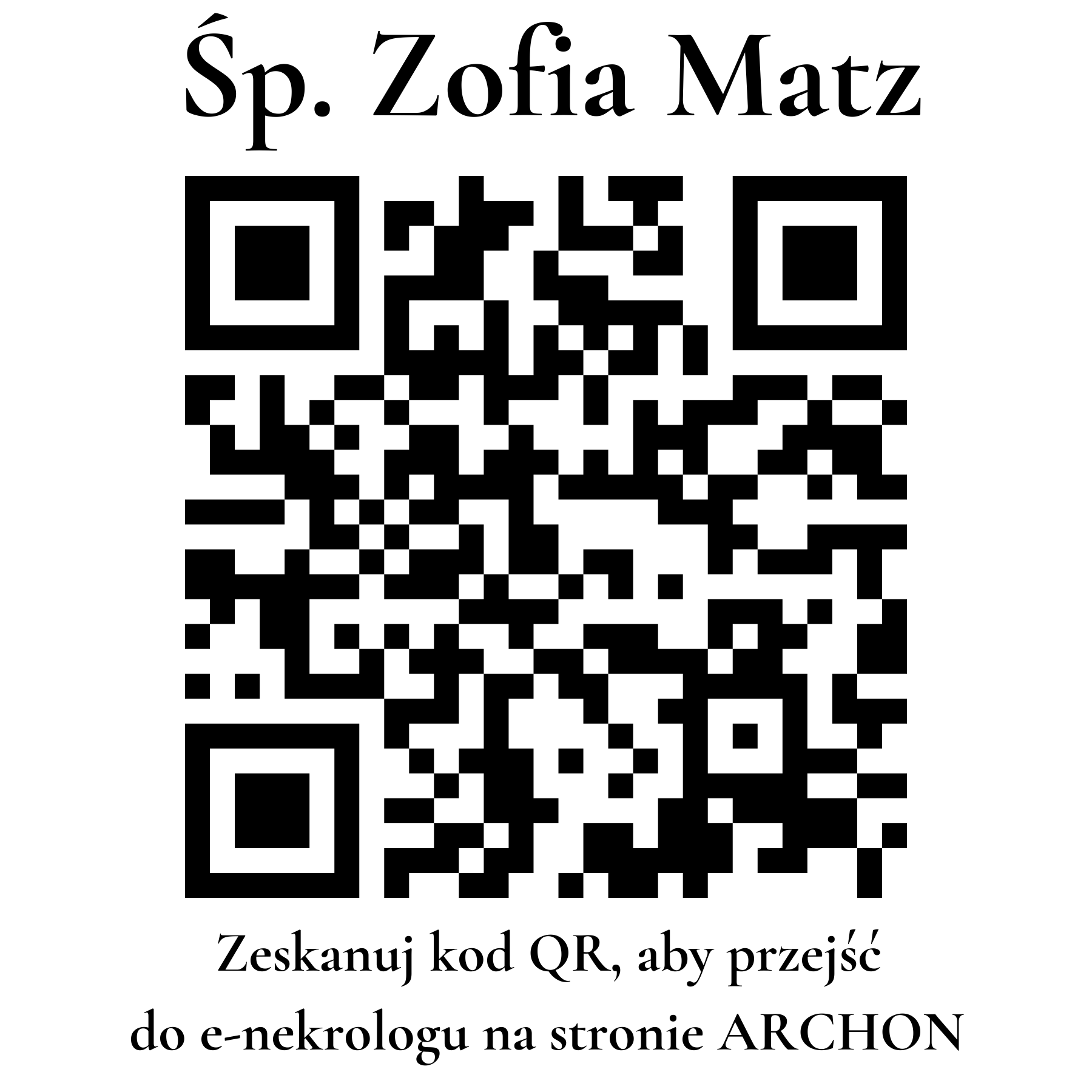 Kod QR do nekrologu Zofia Matz