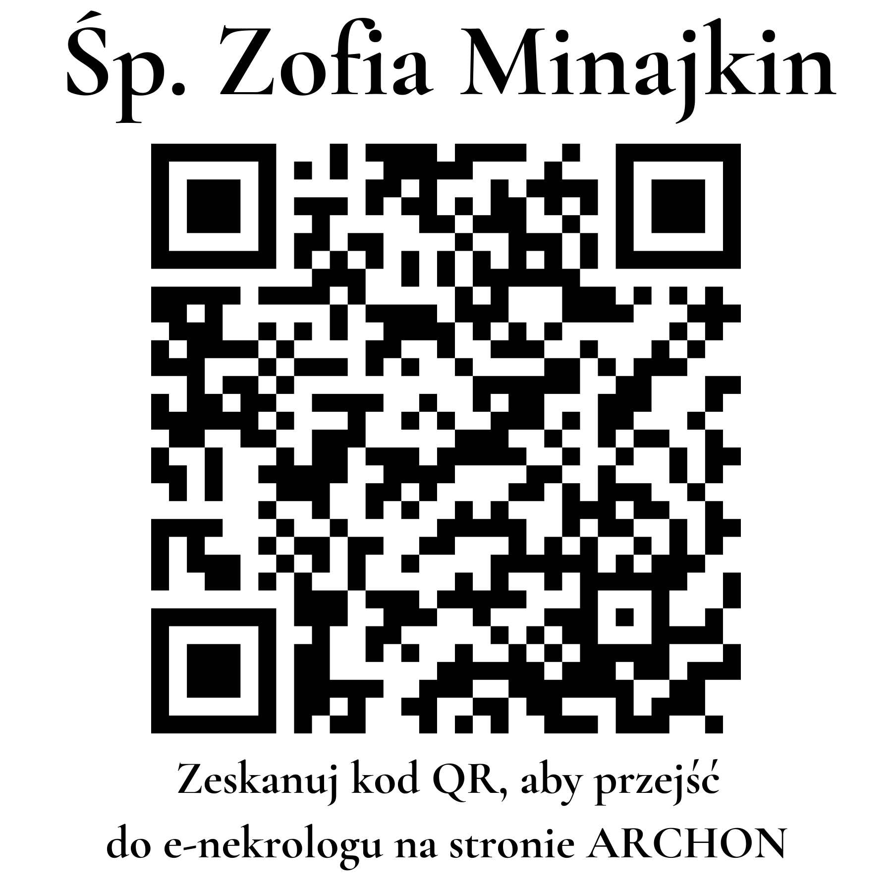 Kod QR do nekrologu Zofia Minajkin
