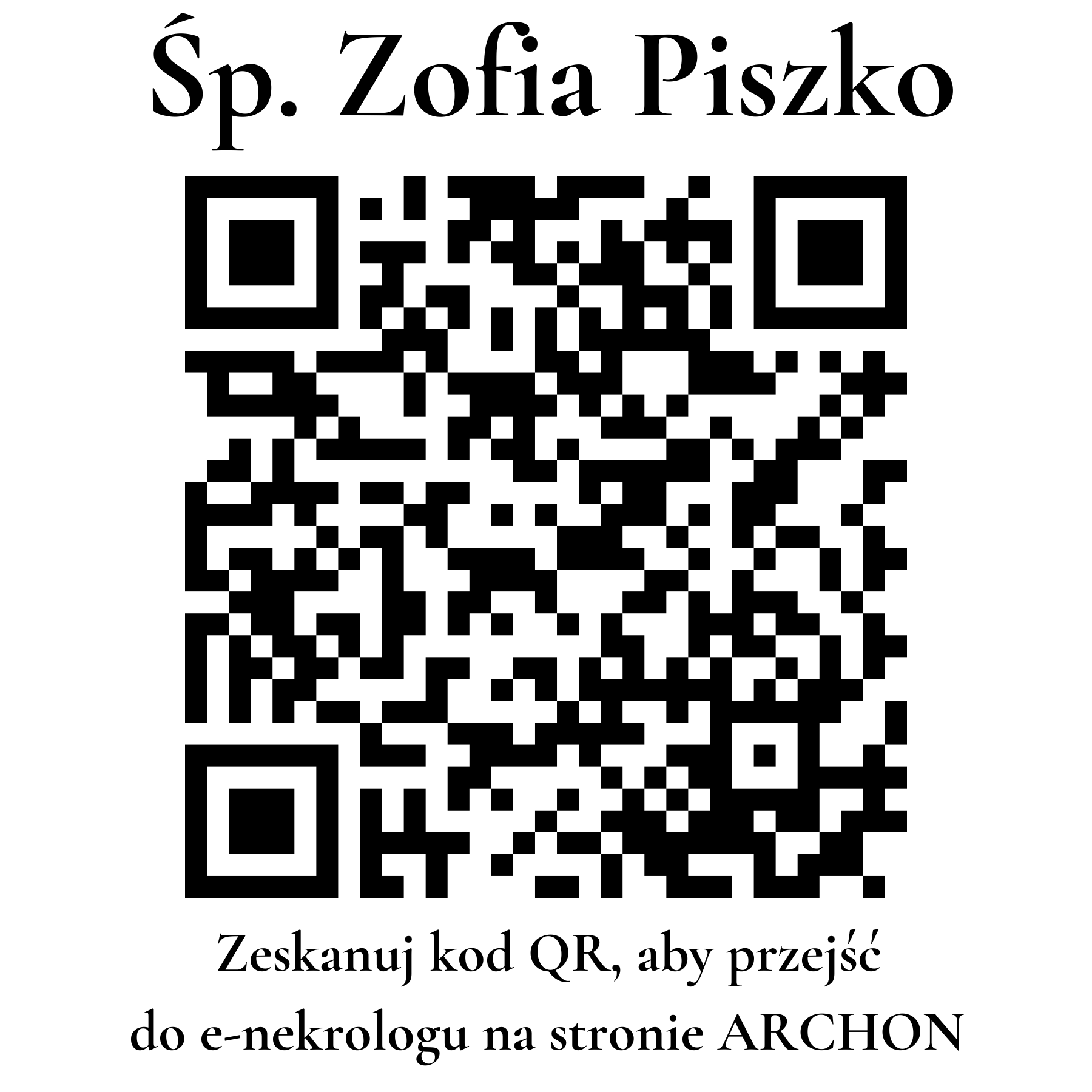 Kod QR do nekrologu Zofia Piszko