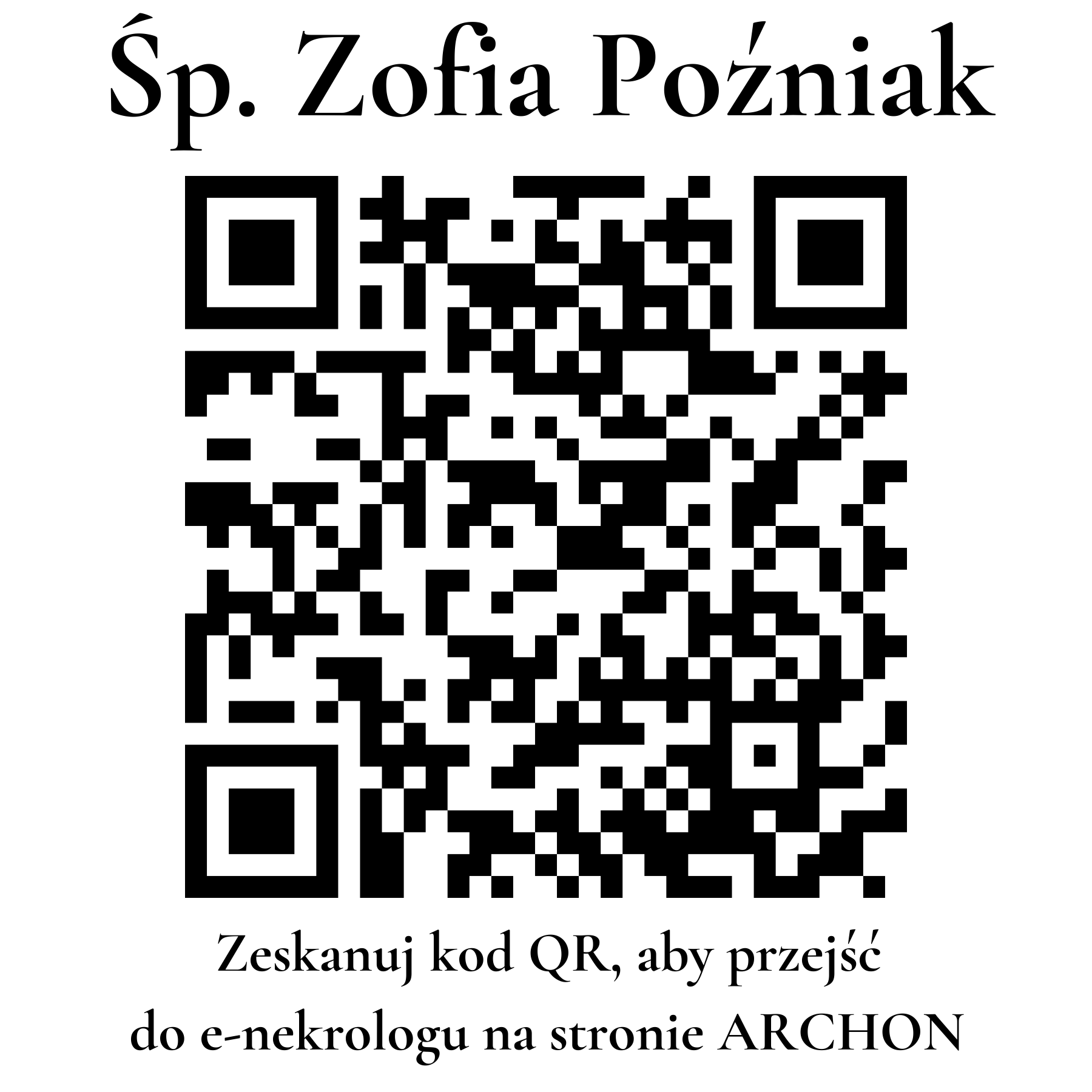 Kod QR do nekrologu Zofia Poźniak
