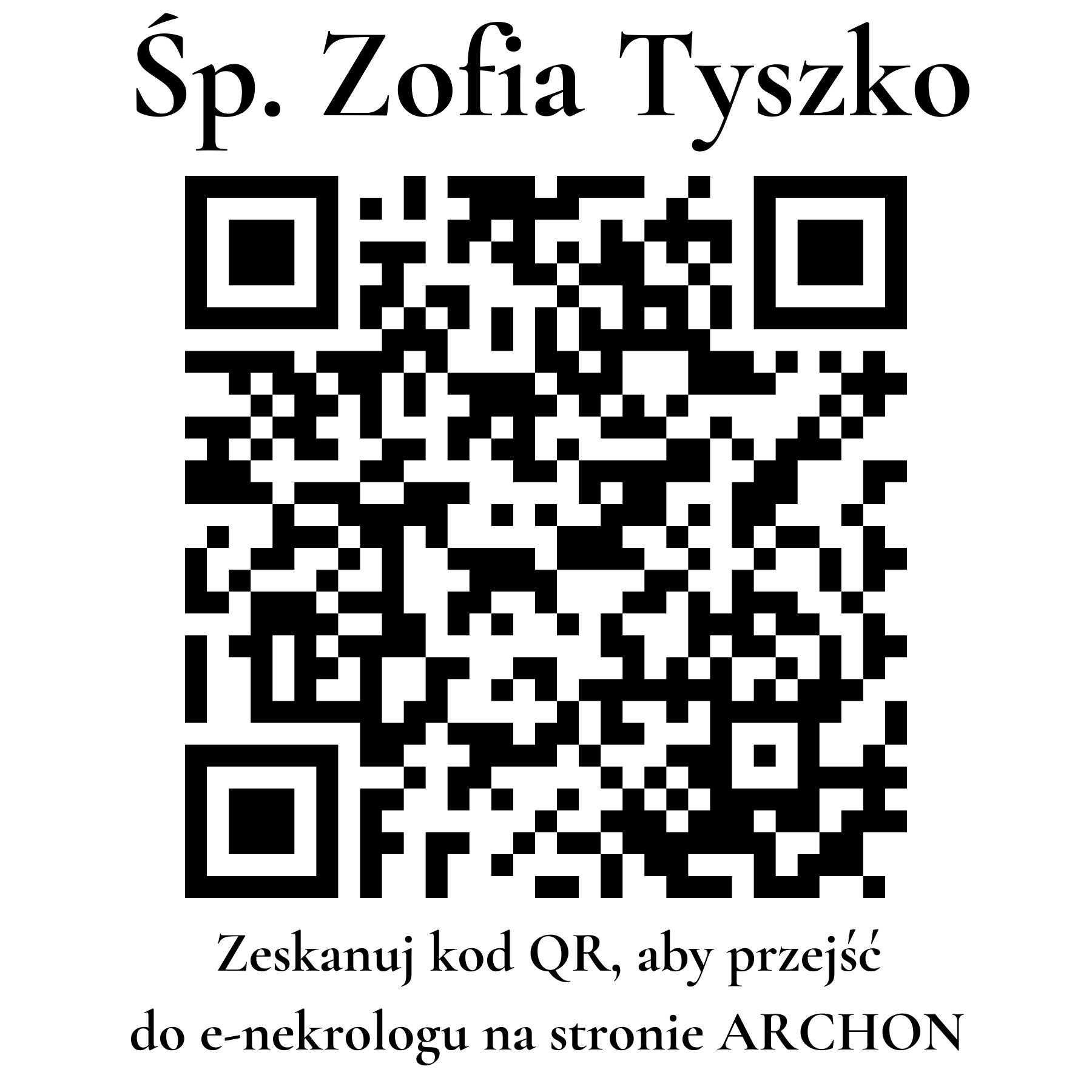 Kod QR do nekrologu Zofia Tyszko