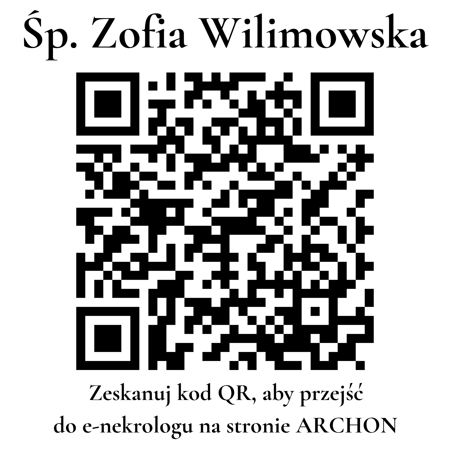 Kod QR do nekrologu Zofia Wilimowska