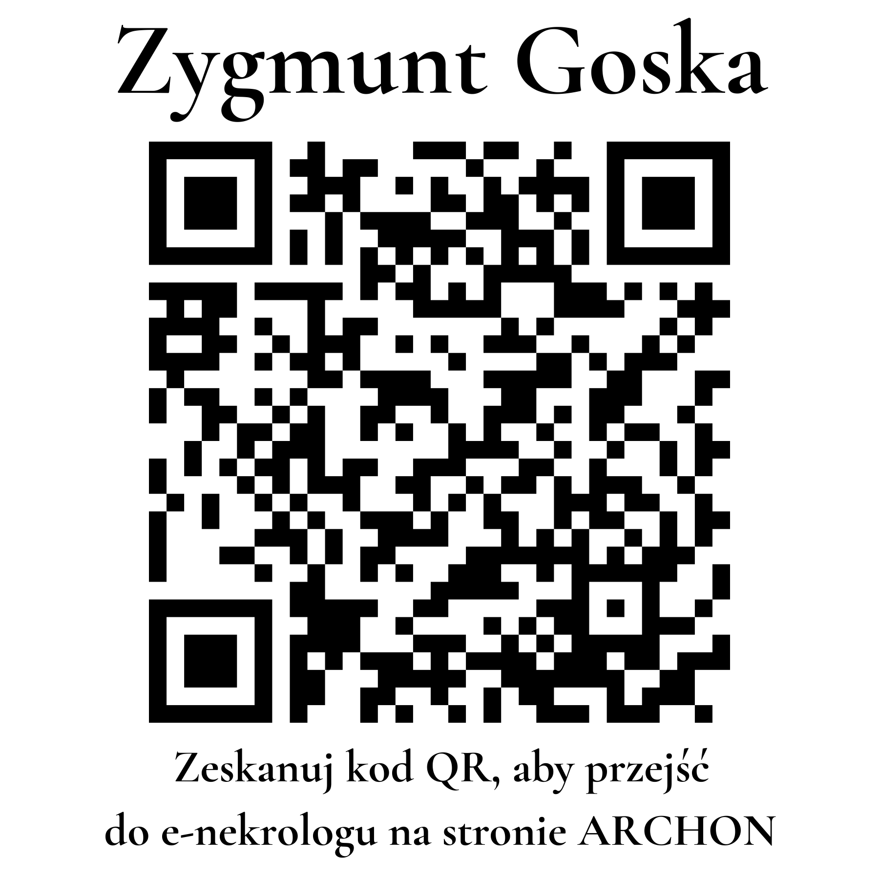 Kod QR do nekrologu Zygmunt Goska