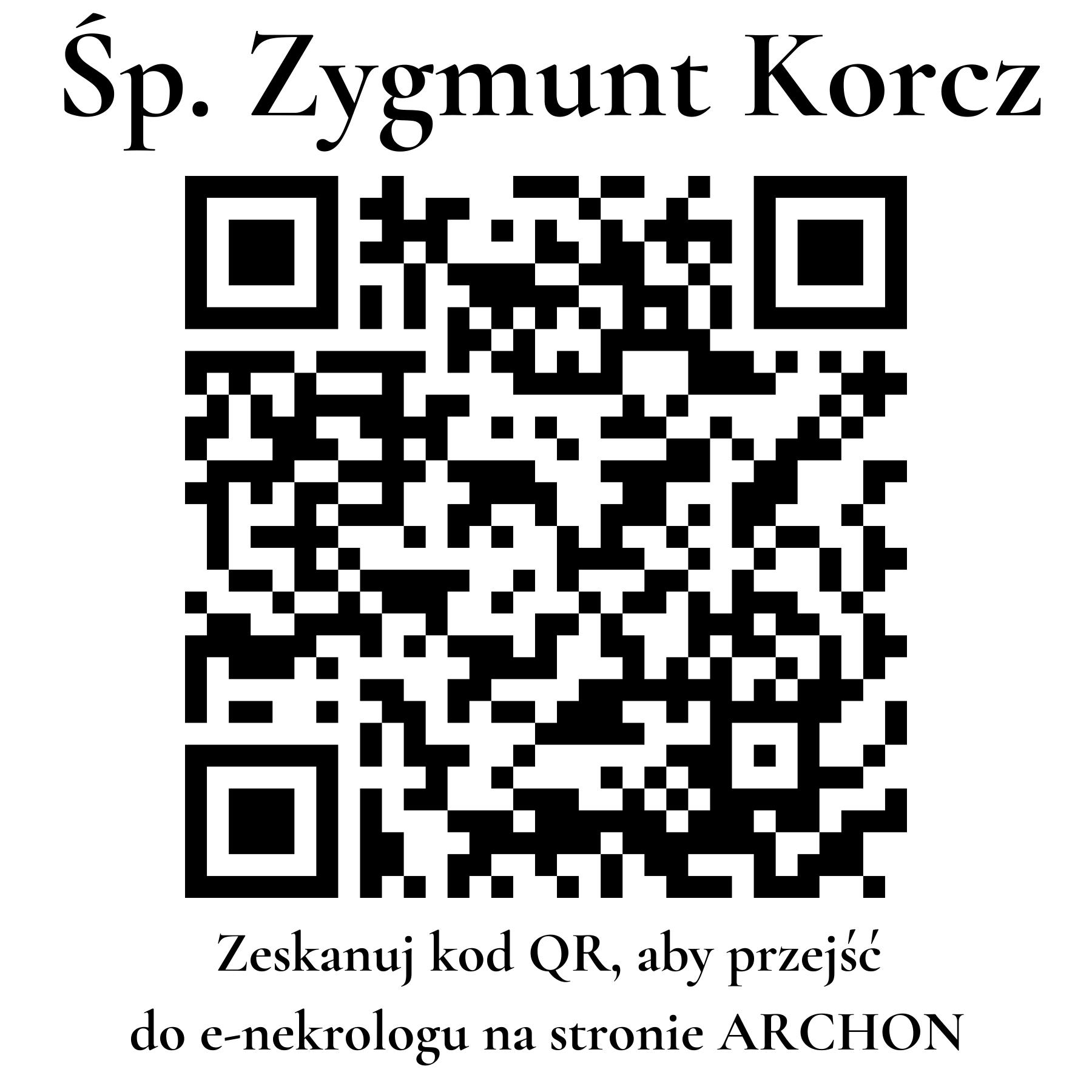 Kod QR do nekrologu Zygmunt Korcz Kod QR do nekrologu Zygmunt Korcz