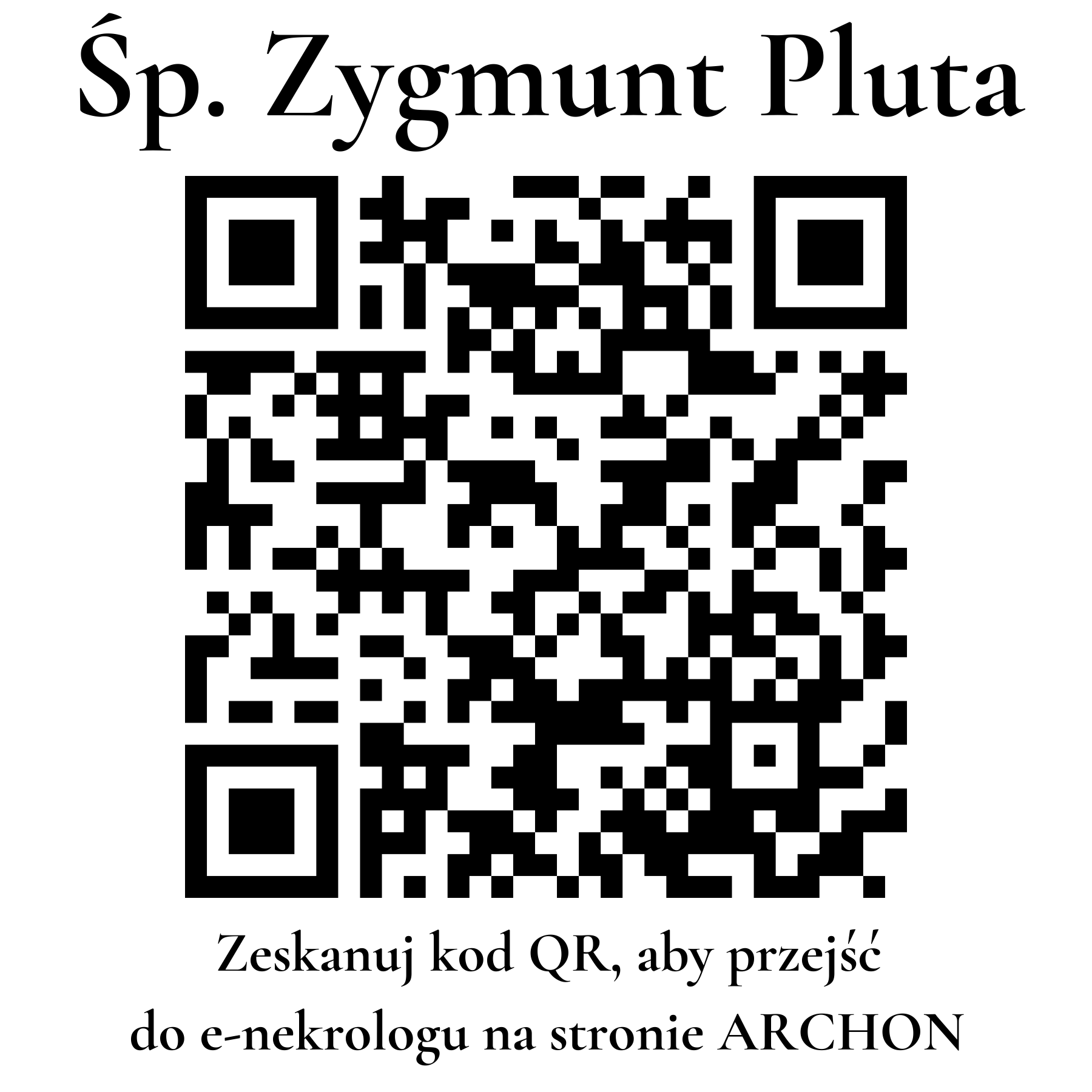 Kod QR do nekrologu Zygmunt Pluta Kod QR do nekrologu Zygmunt Pluta